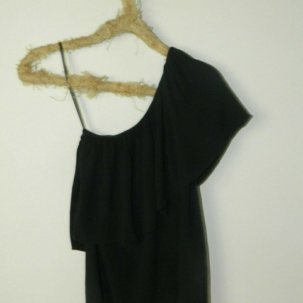 BCBG MAXAZRIA Blouse Black Kamila Ruffled X-Small